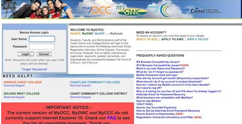 mycoast occ login.